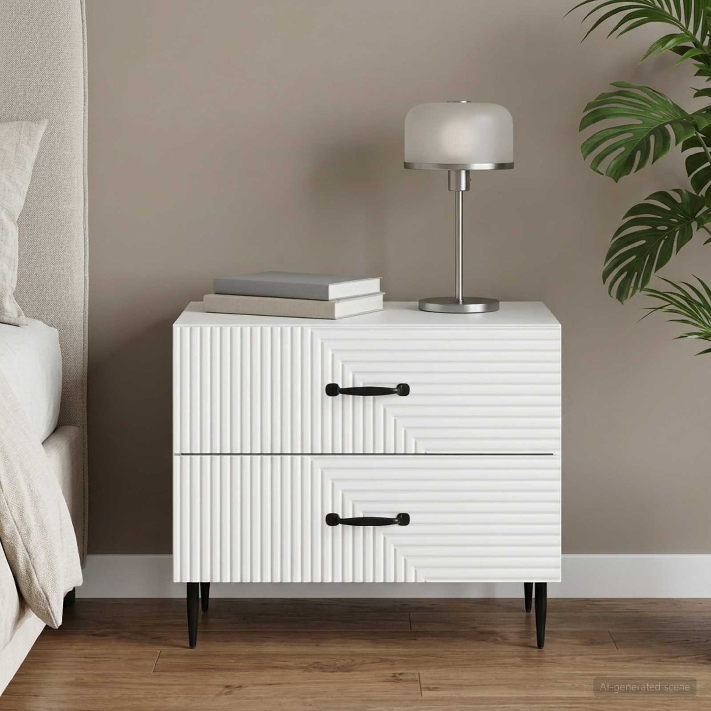 vidaXL Bedside Cabinet White 62 x 34.5 x 47.5 cm Engineered Wood