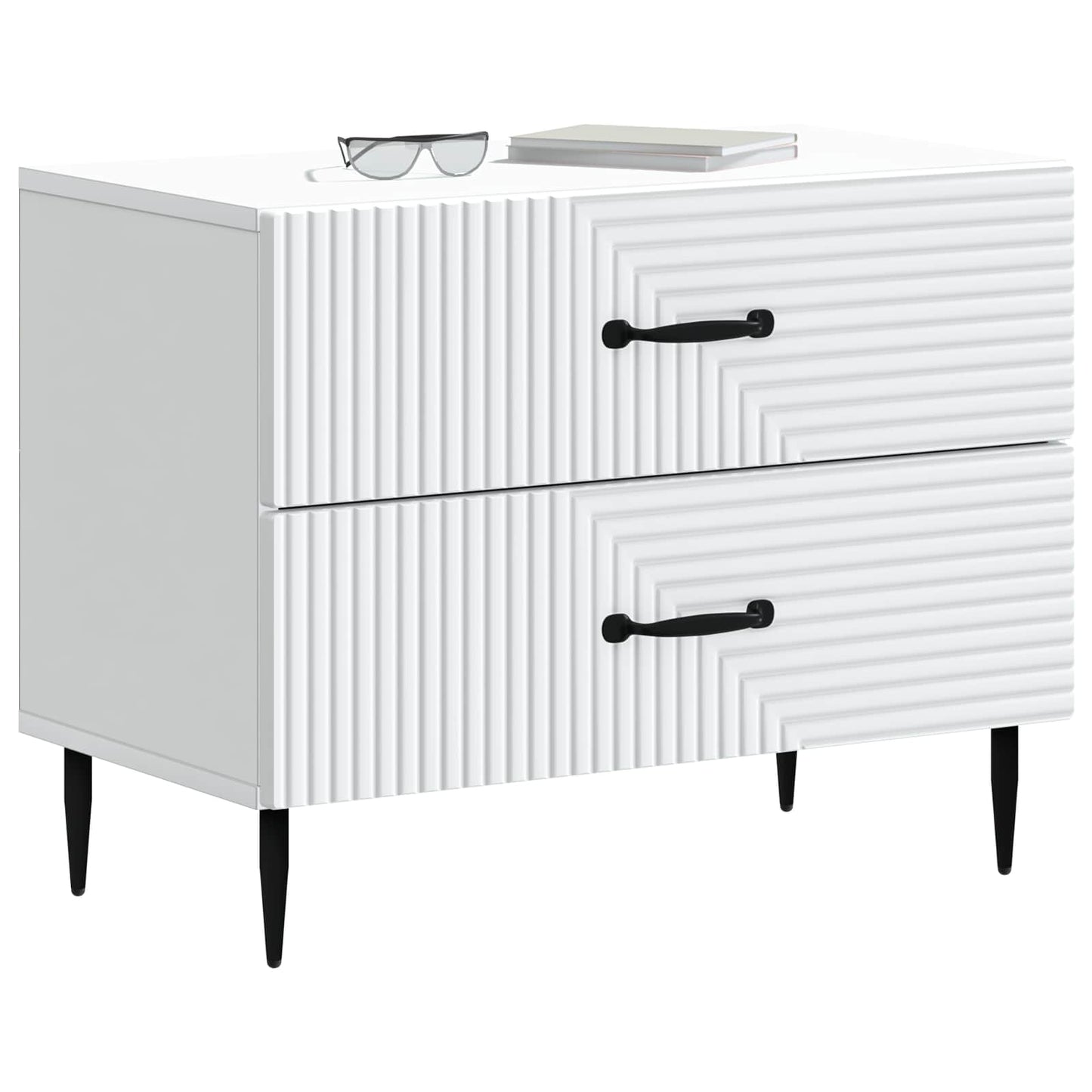 vidaXL Bedside Cabinet White 62 x 34.5 x 47.5 cm Engineered Wood