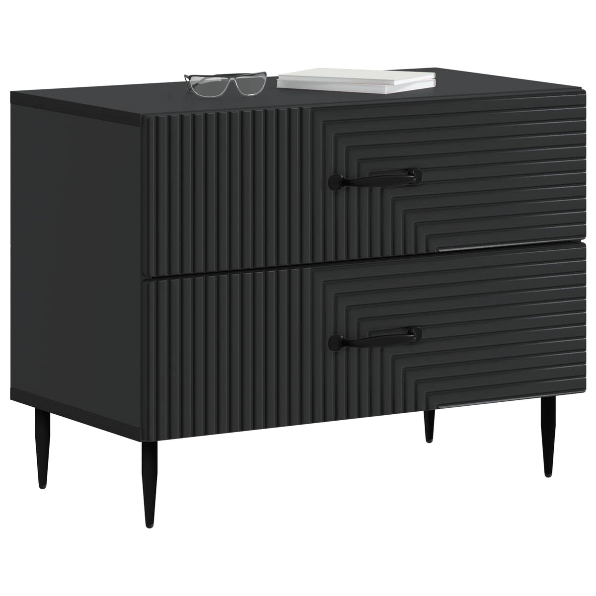 vidaXL Bedside Cabinet Black 62 x 34.5 x 47.5 cm Engineered Wood