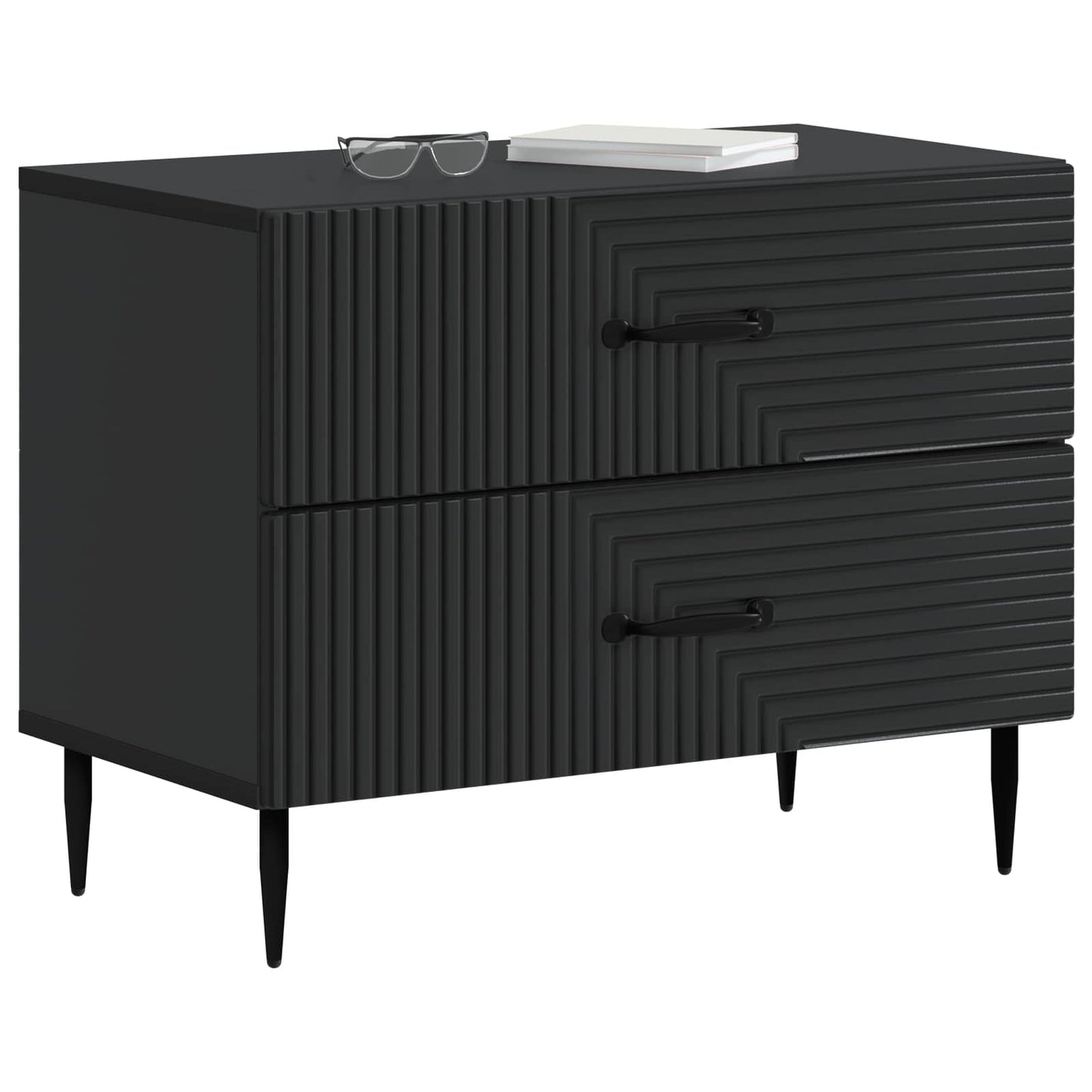 vidaXL Bedside Cabinet Black 62 x 34.5 x 47.5 cm Engineered Wood