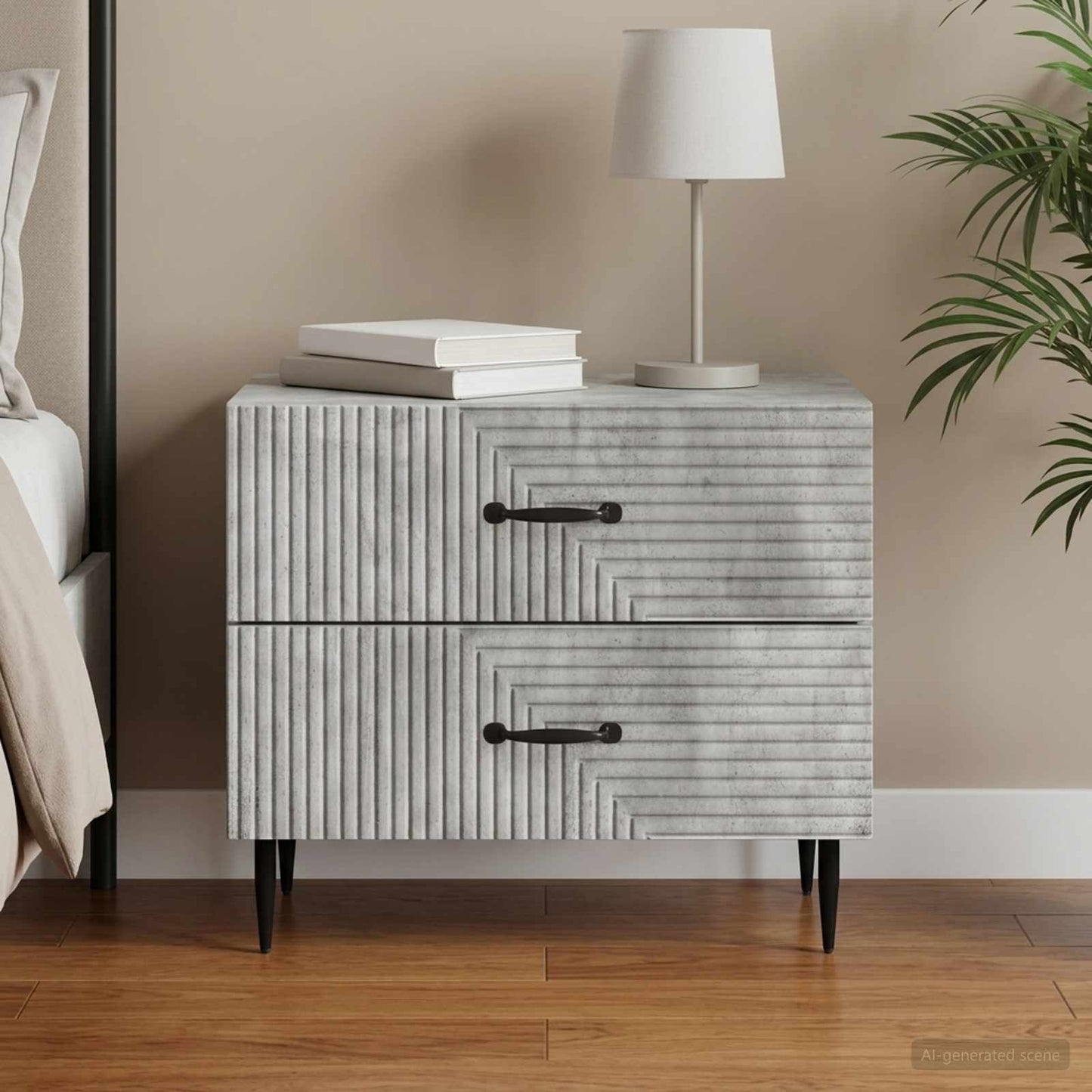 vidaXL Bedside Cabinet with Drawer Concrete Grey 62 x 34.5 x 47.5 cm