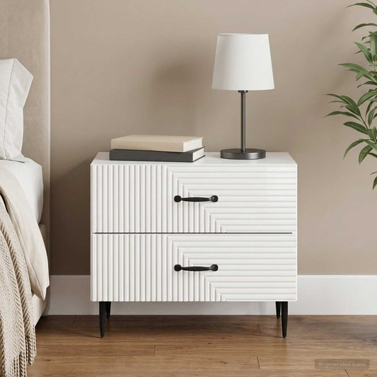 vidaXL Bedside Cabinet High Gloss White 62 x 34.5 x 47.5 cm