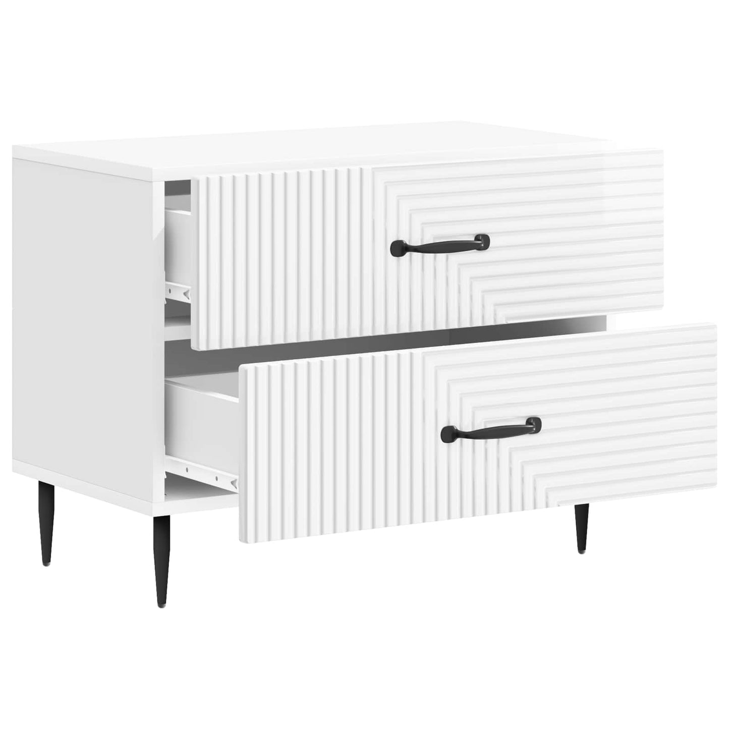vidaXL Bedside Cabinet High Gloss White 62 x 34.5 x 47.5 cm