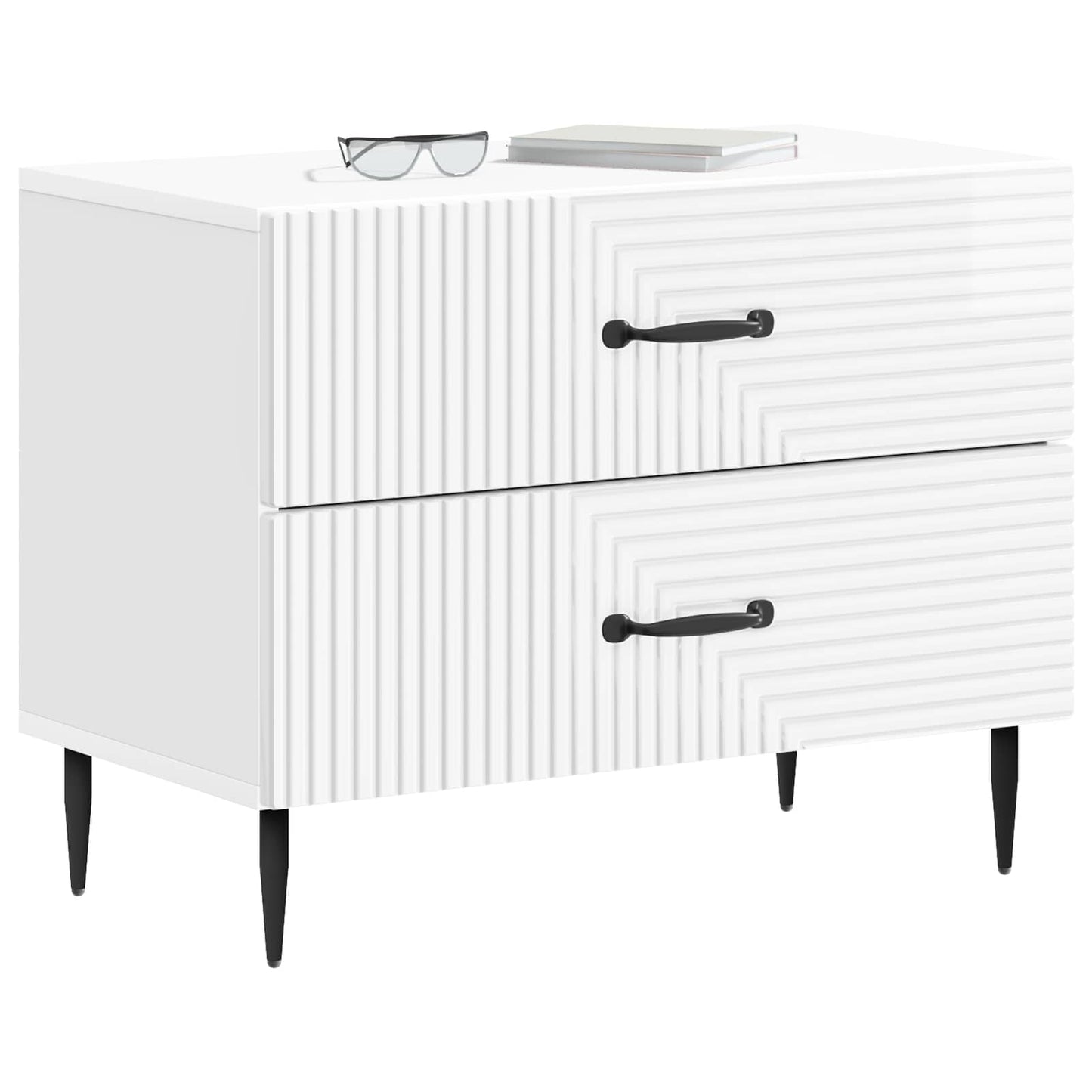 vidaXL Bedside Cabinet High Gloss White 62 x 34.5 x 47.5 cm