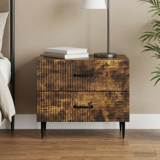 vidaXL Bedside Cabinet Smoked Oak 62 x 34.5 x 47.5 cm Engineered Wood