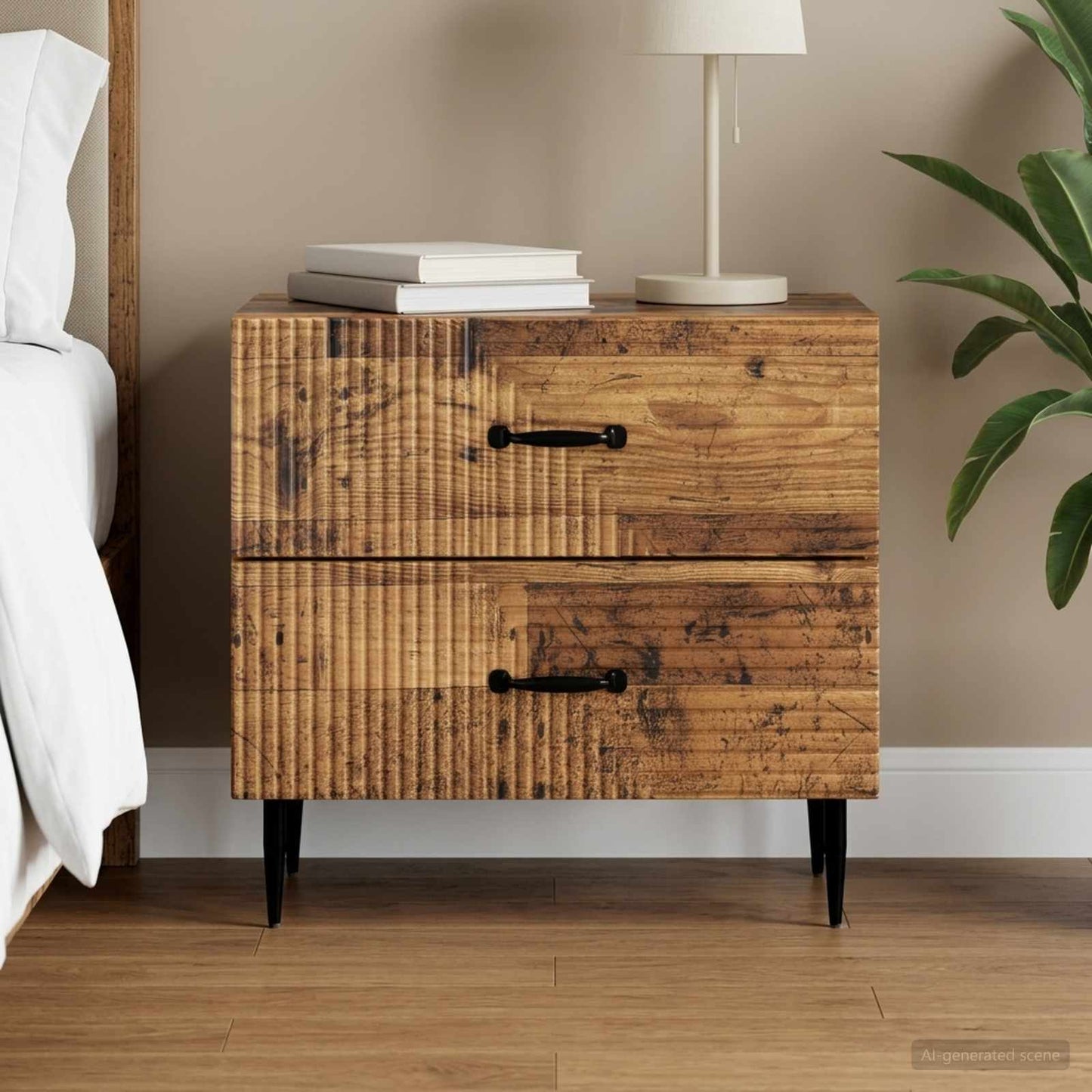 vidaXL Bedside Cabinet Old Wood 62 x 34.5 x 47.5 cm Engineered Wood