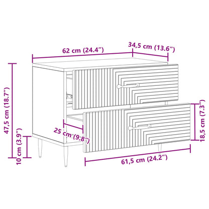 vidaXL Bedside Cabinet Old Wood 62 x 34.5 x 47.5 cm Engineered Wood