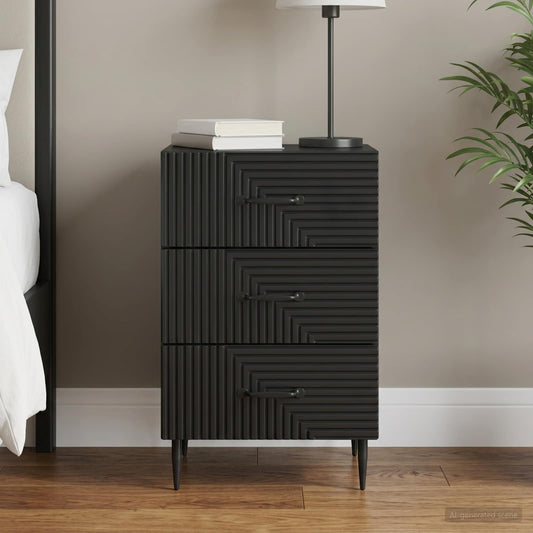 vidaXL Bedside Cabinet Black 43 x 41 x 66.5 cm Engineered Wood