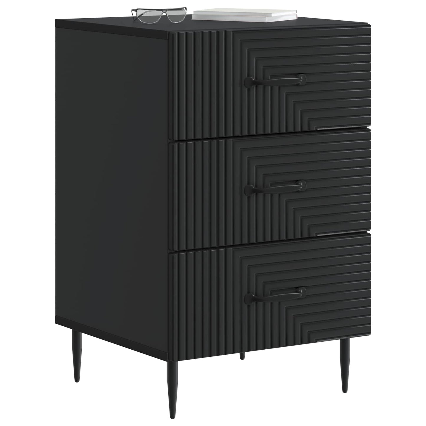 vidaXL Bedside Cabinet Black 43 x 41 x 66.5 cm Engineered Wood