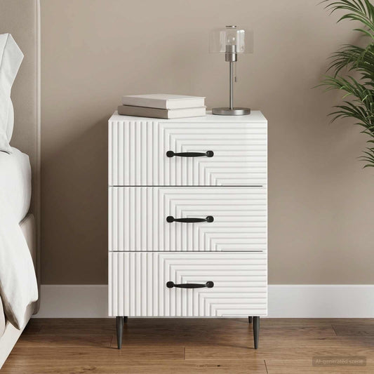 vidaXL Bedside Cabinet with Drawer High Gloss White 43 x 41 x 66.5 cm