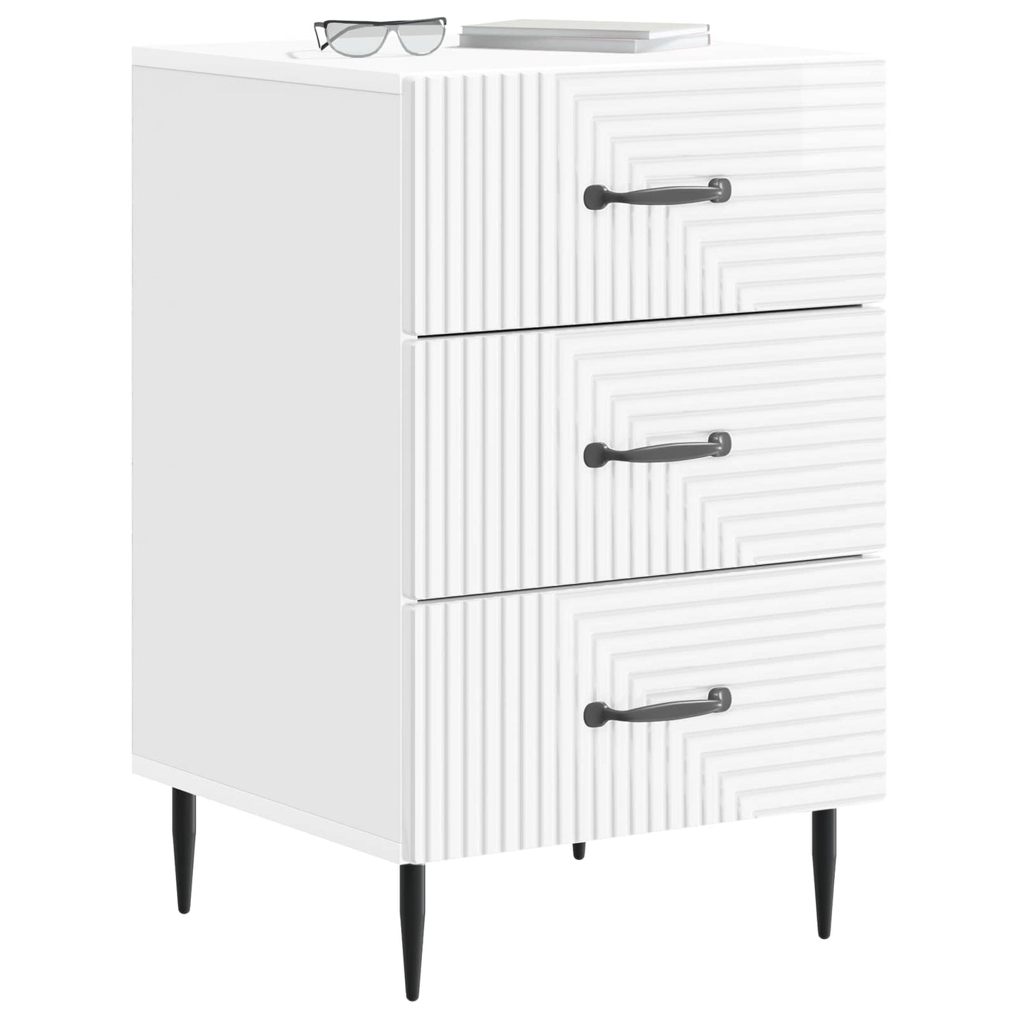 vidaXL Bedside Cabinet with Drawer High Gloss White 43 x 41 x 66.5 cm