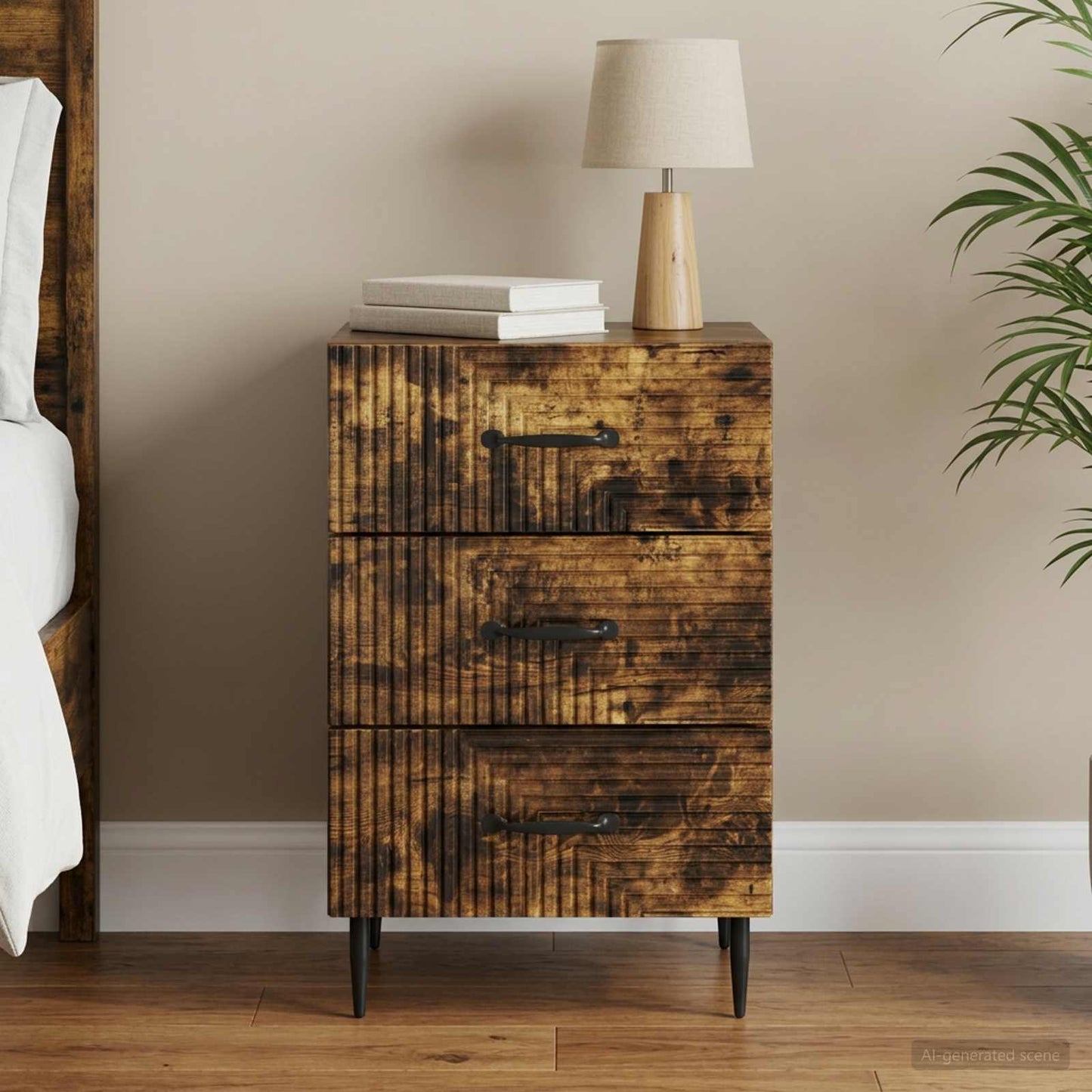 vidaXL Bedside Cabinet Smoked Oak 43 x 41 x 66.5 cm Engineered Wood