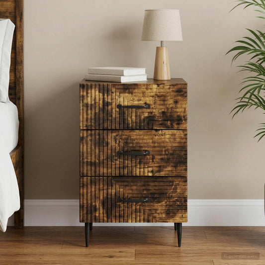 vidaXL Bedside Cabinet Smoked Oak 43 x 41 x 66.5 cm Engineered Wood