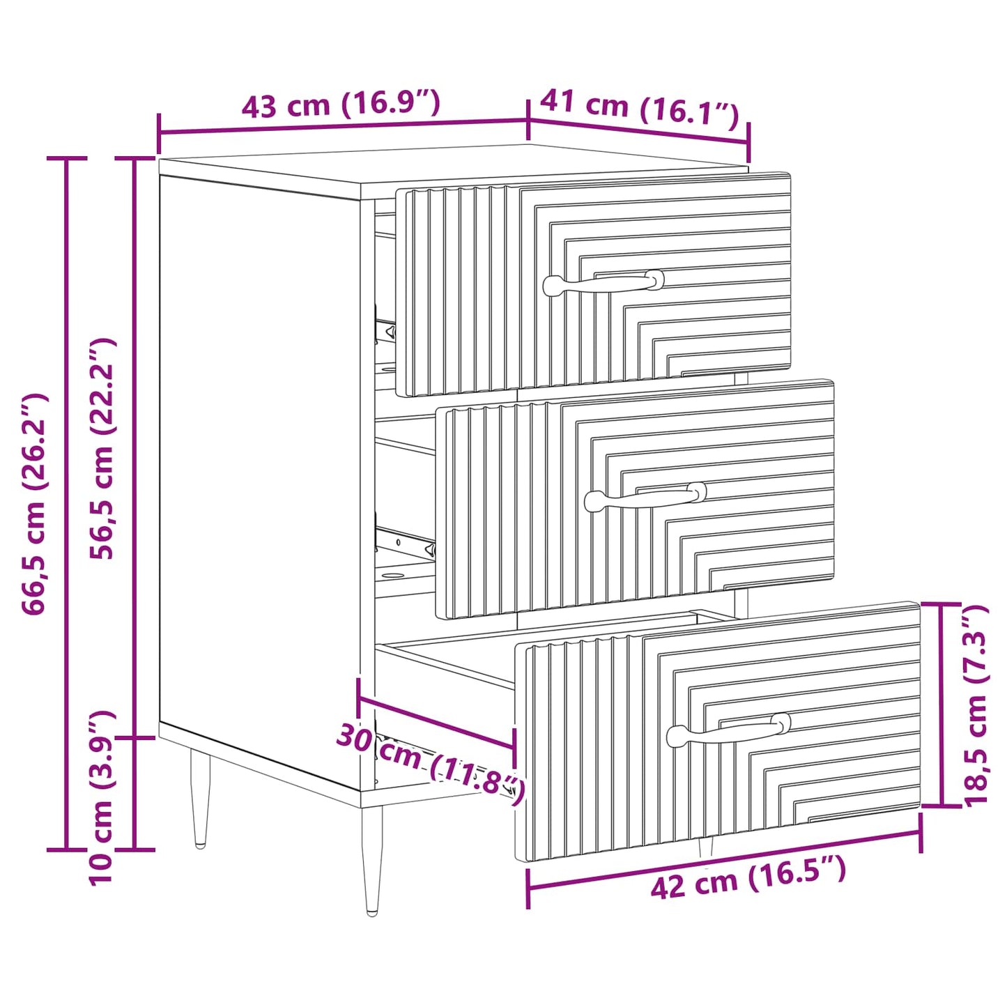 vidaXL Bedside Cabinet Grey Sonoma 43 x 41 x 66.5 cm Engineered Wood