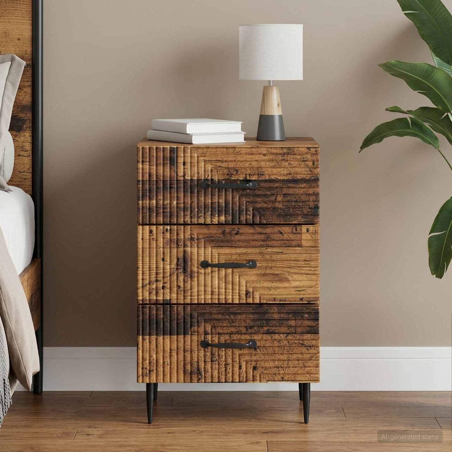 vidaXL Bedside Cabinet Old Wood 43 x 41 x 66.5 cm Engineered Wood