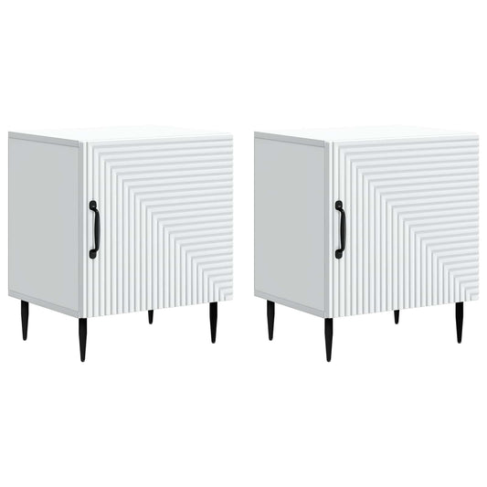 vidaXL Bedside Cabinet 2 pcs White 43 x 34.5 x 50 cm Engineered Wood