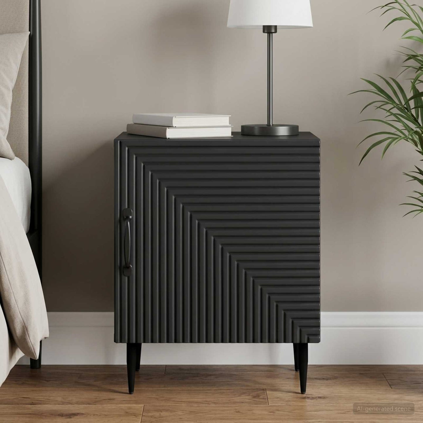 vidaXL Bedside Cabinet Black 43 x 34.5 x 50 cm Engineered Wood