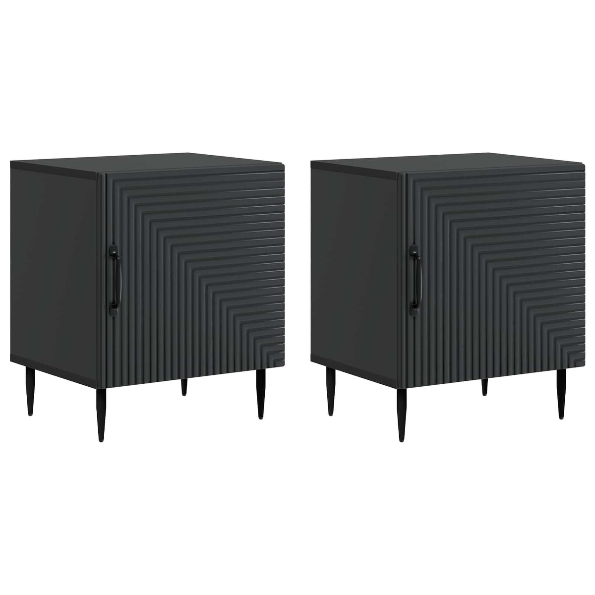 vidaXL Bedside Cabinet 2 pcs Black 43 x 34.5 x 50 cm Engineered Wood