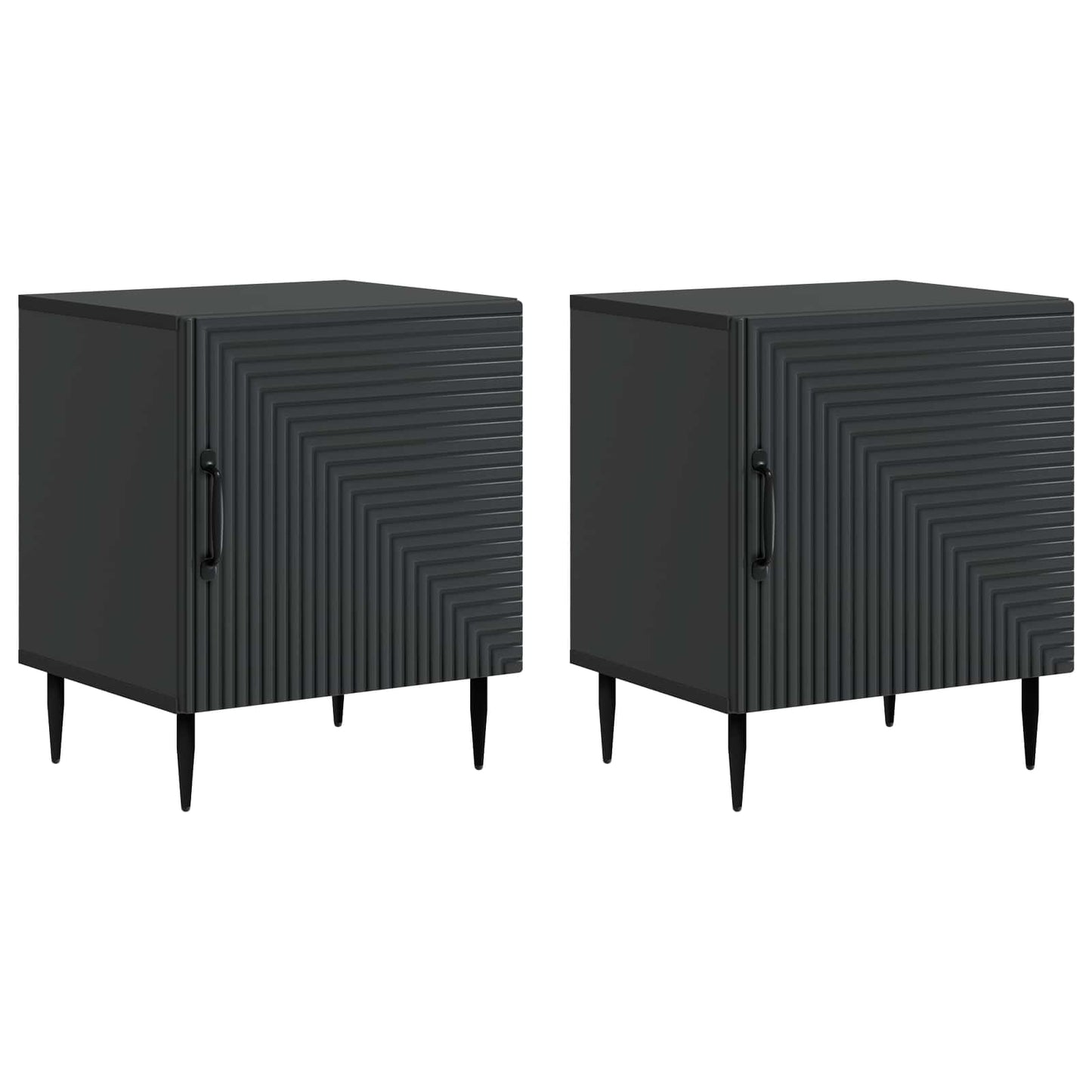 vidaXL Bedside Cabinet 2 pcs Black 43 x 34.5 x 50 cm Engineered Wood