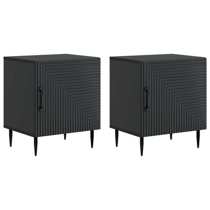 vidaXL Bedside Cabinet 2 pcs Black 43 x 34.5 x 50 cm Engineered Wood