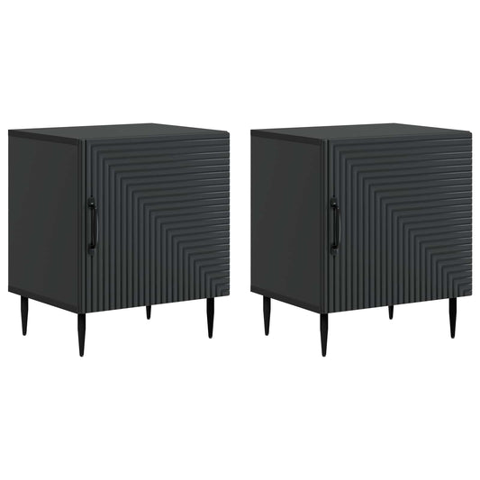vidaXL Bedside Cabinet 2 pcs Black 43 x 34.5 x 50 cm Engineered Wood