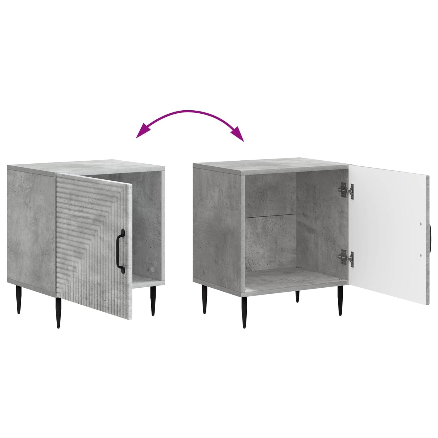 vidaXL Bedside Cabinet Concrete Grey 43 x 34.5 x 50 cm Engineered Wood