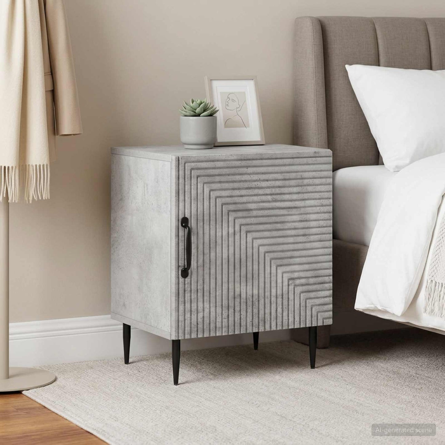 vidaXL Bedside Cabinet 2 pcs Concrete Grey 43 x 34.5 x 50 cm