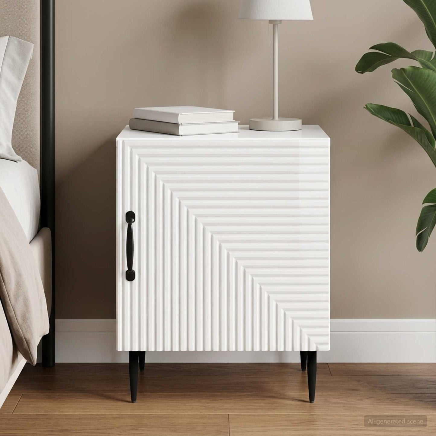 vidaXL Bedside Cabinet High Gloss White 43 x 34.5 x 50 cm