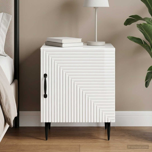 vidaXL Bedside Cabinet High Gloss White 43 x 34.5 x 50 cm