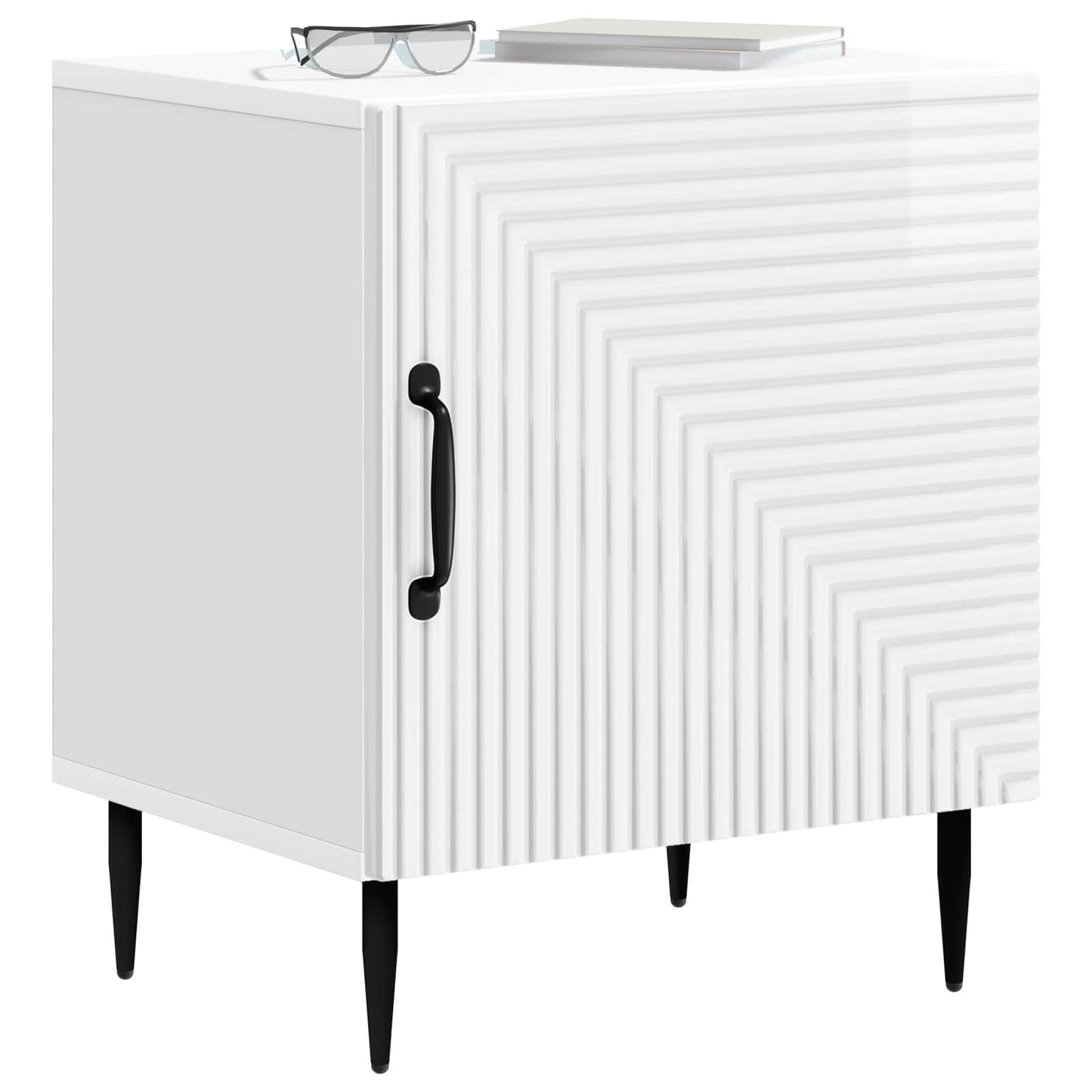 vidaXL Bedside Cabinet High Gloss White 43 x 34.5 x 50 cm