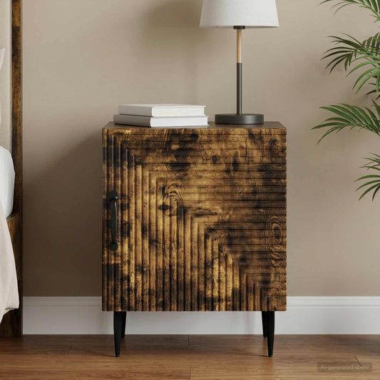 vidaXL Bedside Cabinet Smoked Oak 43 x 34.5 x 50 cm Engineered Wood