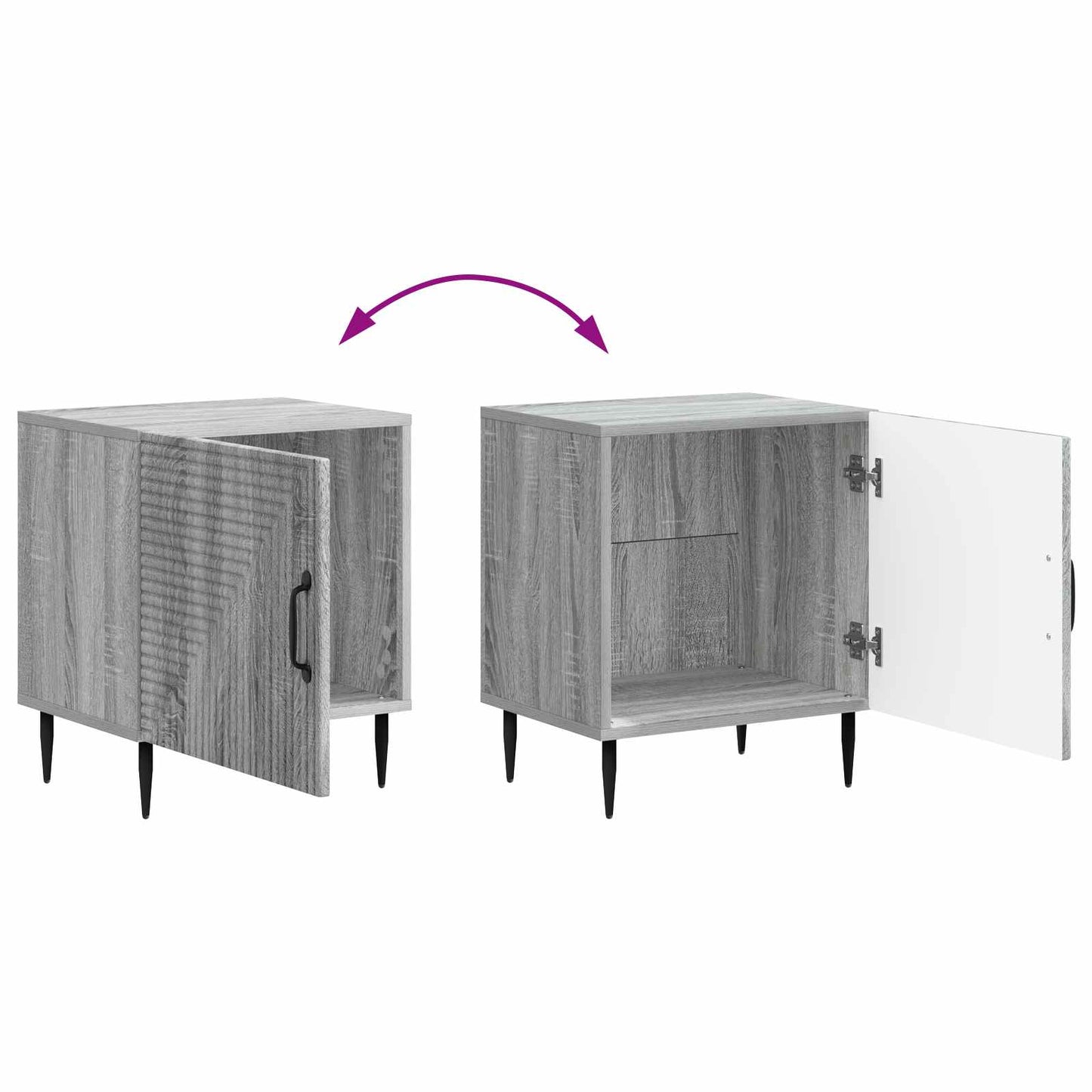vidaXL Bedside Cabinet Grey Sonoma 43 x 34.5 x 50 cm Engineered Wood