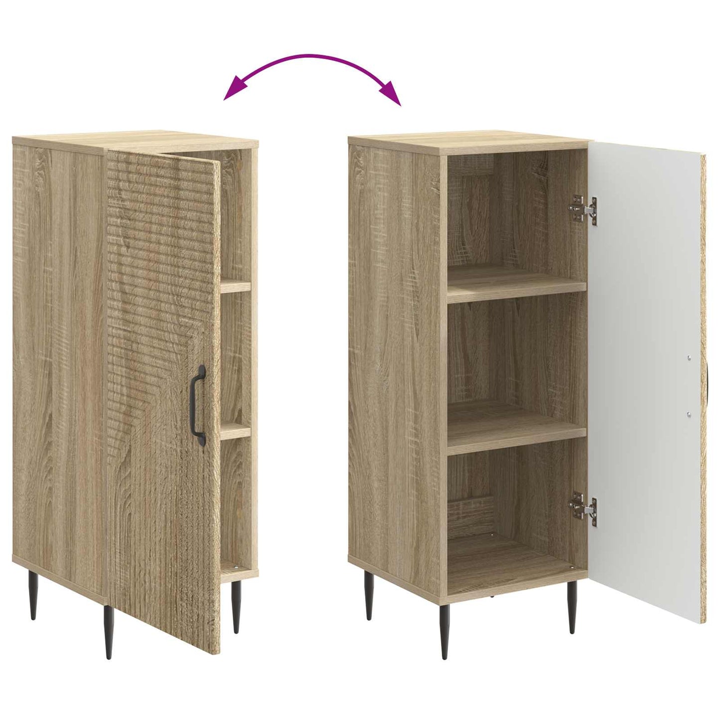 vidaXL Sideboard Sonoma Oak 33 x 34.5 x 89.5 cm Engineered Wood