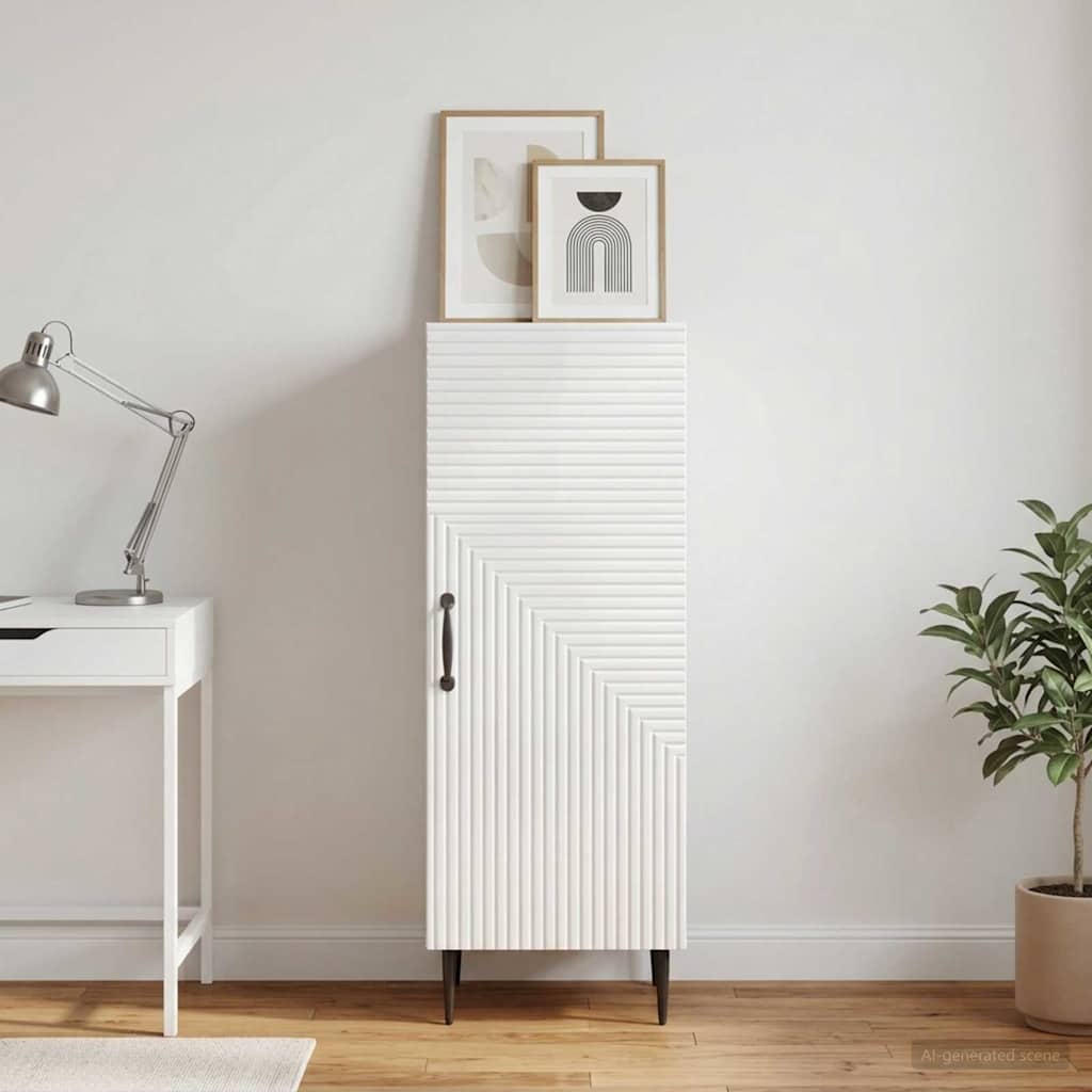 vidaXL Sideboard High Gloss White 33 x 34.5 x 89.5 cm Engineered Wood
