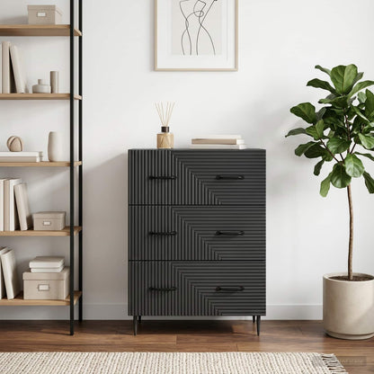 vidaXL Drawer Cabinet Black 66 x 34.5 x 89.5 cm Engineered Wood