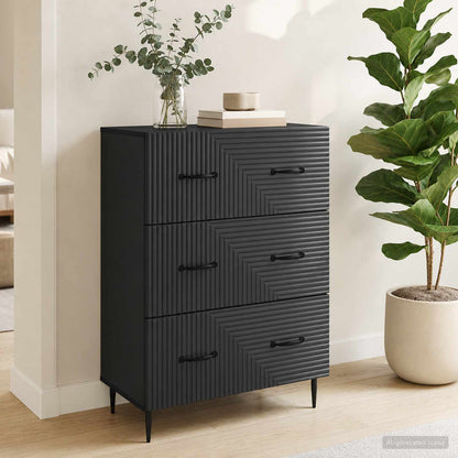 vidaXL Drawer Cabinet Black 66 x 34.5 x 89.5 cm Engineered Wood