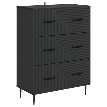 vidaXL Drawer Cabinet Black 66 x 34.5 x 89.5 cm Engineered Wood