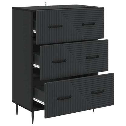 vidaXL Drawer Cabinet Black 66 x 34.5 x 89.5 cm Engineered Wood