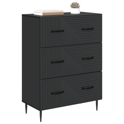 vidaXL Drawer Cabinet Black 66 x 34.5 x 89.5 cm Engineered Wood