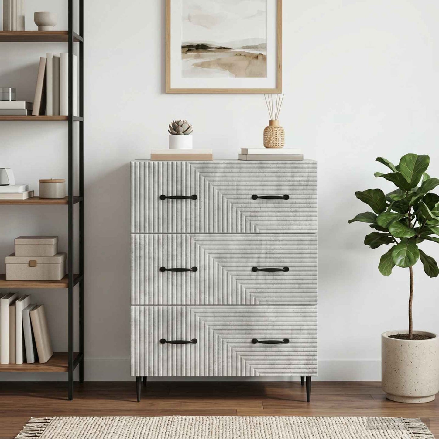 vidaXL Drawer Cabinet Concrete Grey 66 x 34.5 x 89.5 cm