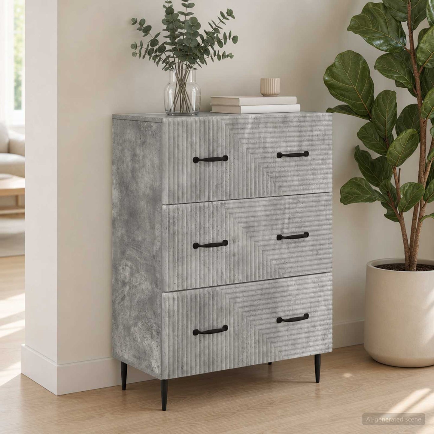 vidaXL Drawer Cabinet Concrete Grey 66 x 34.5 x 89.5 cm