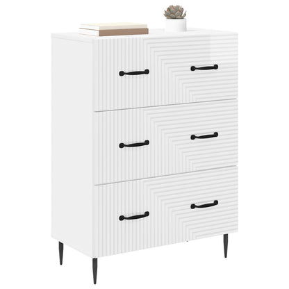 vidaXL Drawer Cabinet High Gloss White 66 x 34.5 x 89.5 cm