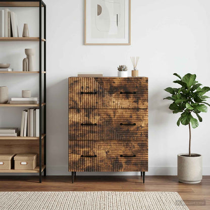 vidaXL Drawer Cabinet Smoked Oak 66 x 34.5 x 89.5 cm Engineered Wood