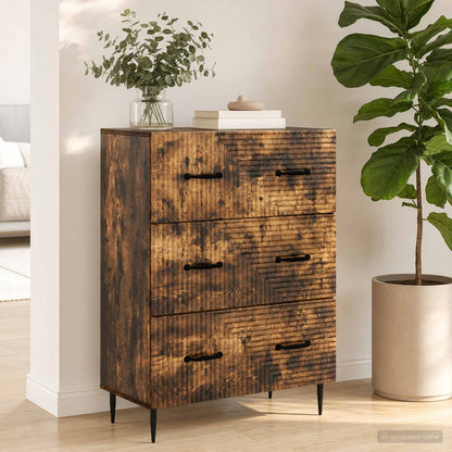 vidaXL Drawer Cabinet Smoked Oak 66 x 34.5 x 89.5 cm Engineered Wood