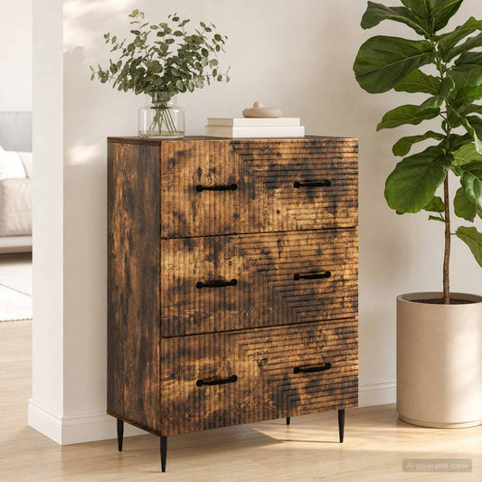 vidaXL Drawer Cabinet Smoked Oak 66 x 34.5 x 89.5 cm Engineered Wood