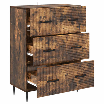 vidaXL Drawer Cabinet Smoked Oak 66 x 34.5 x 89.5 cm Engineered Wood