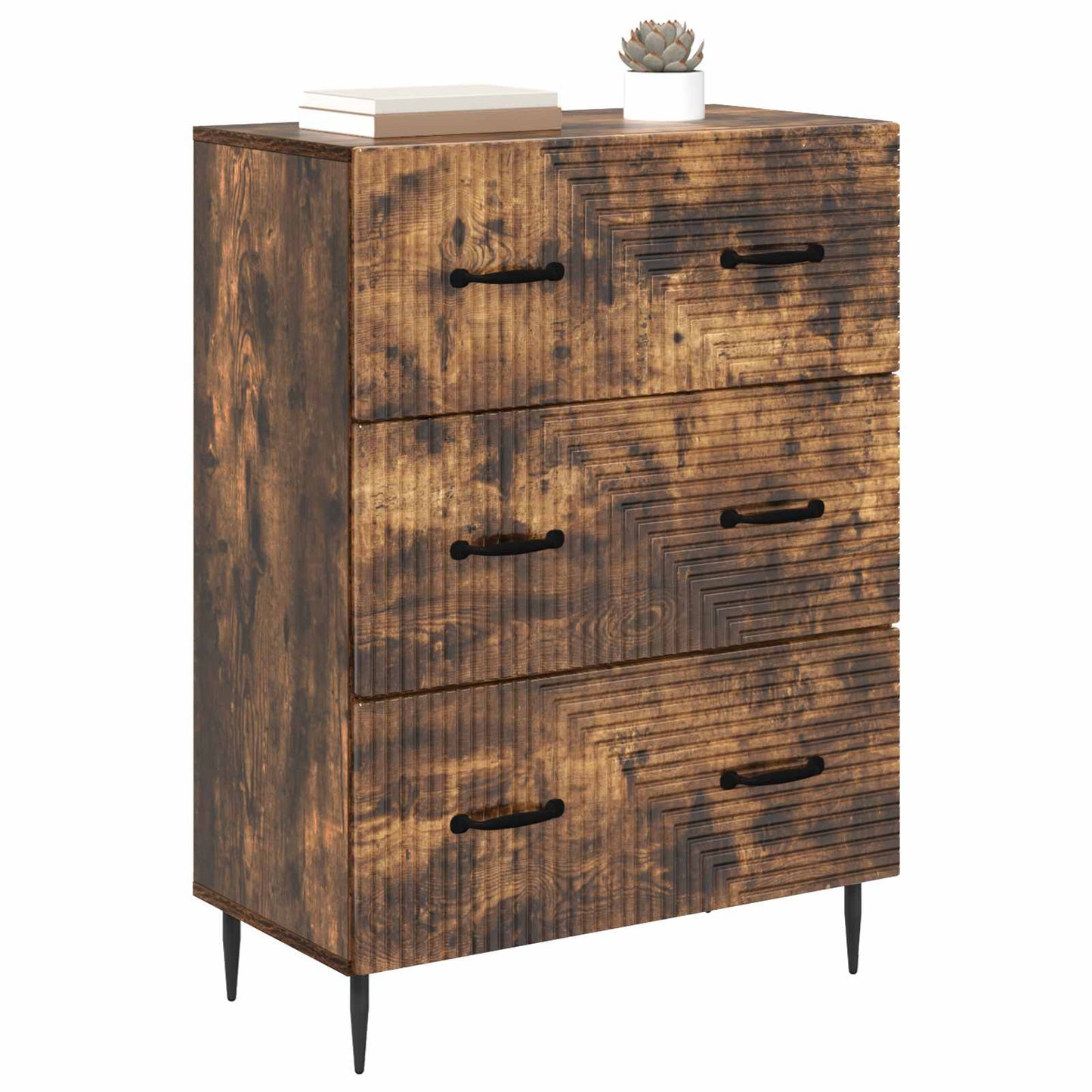 vidaXL Drawer Cabinet Smoked Oak 66 x 34.5 x 89.5 cm Engineered Wood