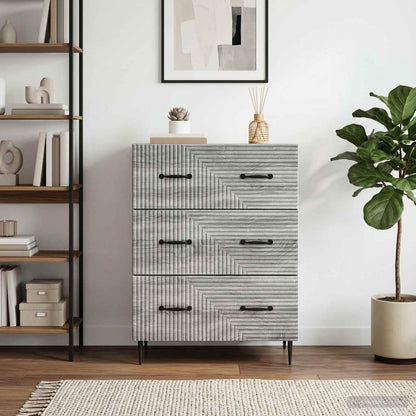 vidaXL Drawer Cabinet Grey Sonoma 66 x 34.5 x 89.5 cm Engineered Wood