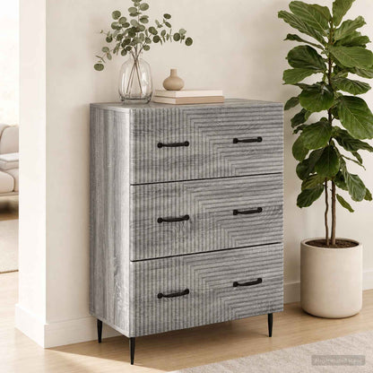 vidaXL Drawer Cabinet Grey Sonoma 66 x 34.5 x 89.5 cm Engineered Wood