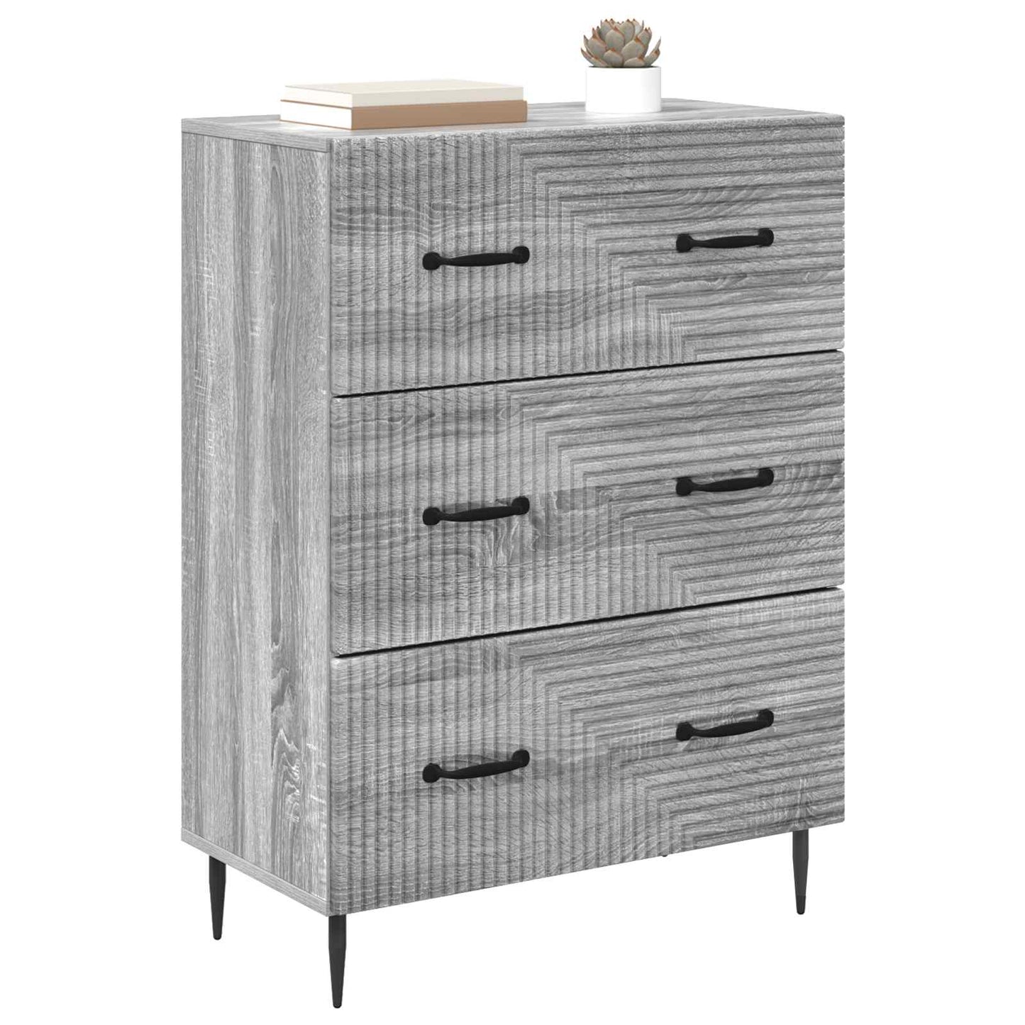 vidaXL Drawer Cabinet Grey Sonoma 66 x 34.5 x 89.5 cm Engineered Wood